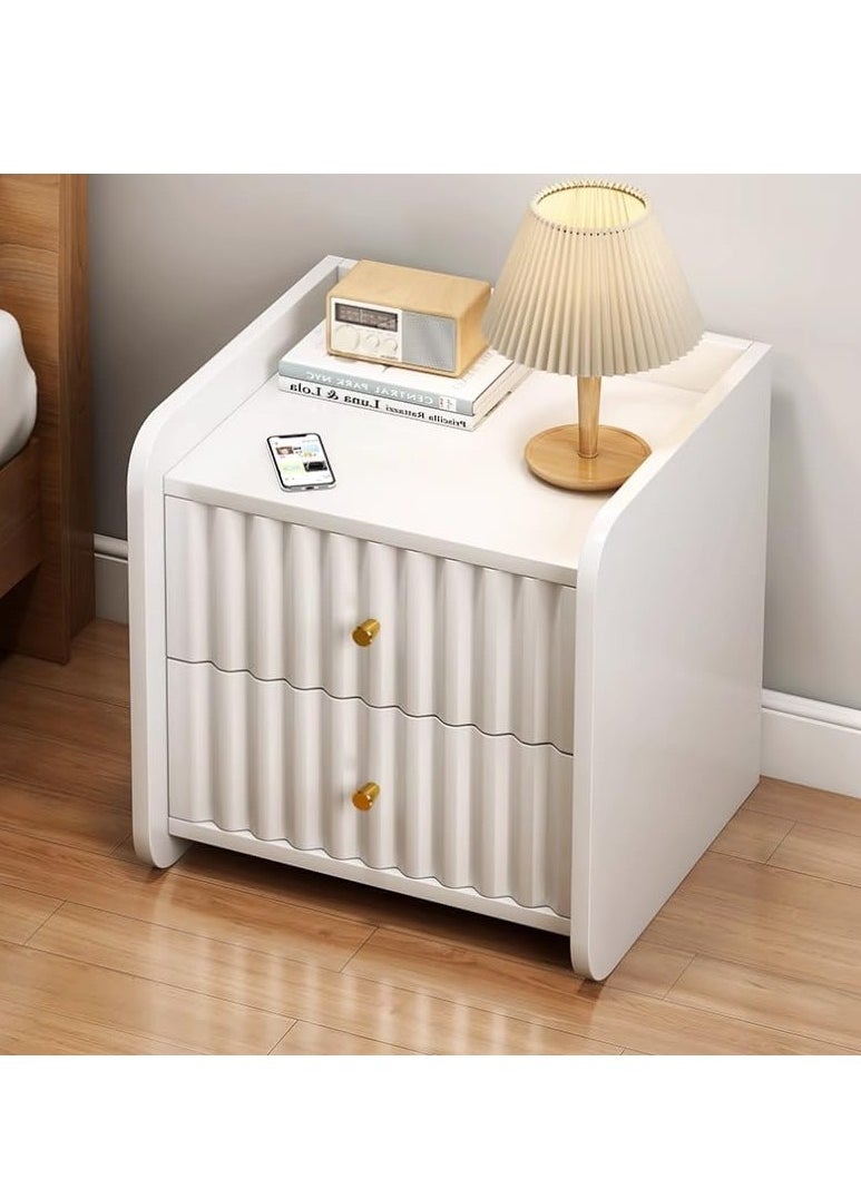 Bedside table with 2 drawers, modern side table small bedside table, side table with open storage shelf simple style storage bedside table, suitable for bedroom living room, white (40*32*30cm)