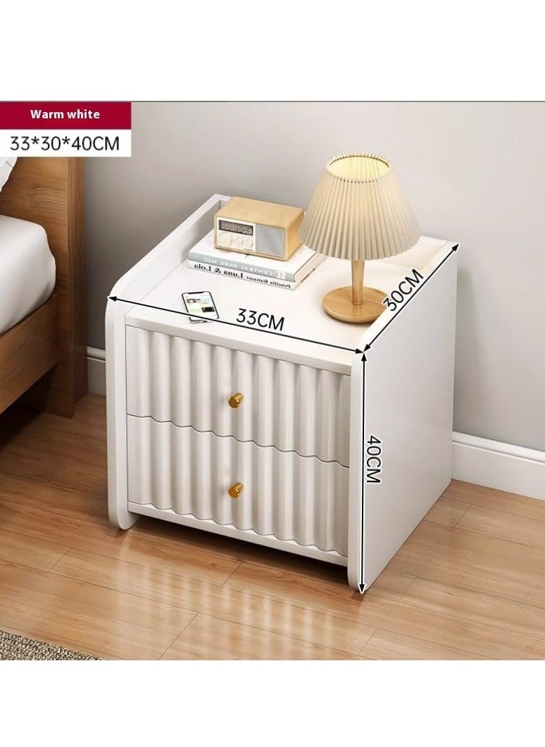 Bedside table with 2 drawers, modern side table small bedside table, side table with open storage shelf simple style storage bedside table, suitable for bedroom living room, white (40*32*30cm)