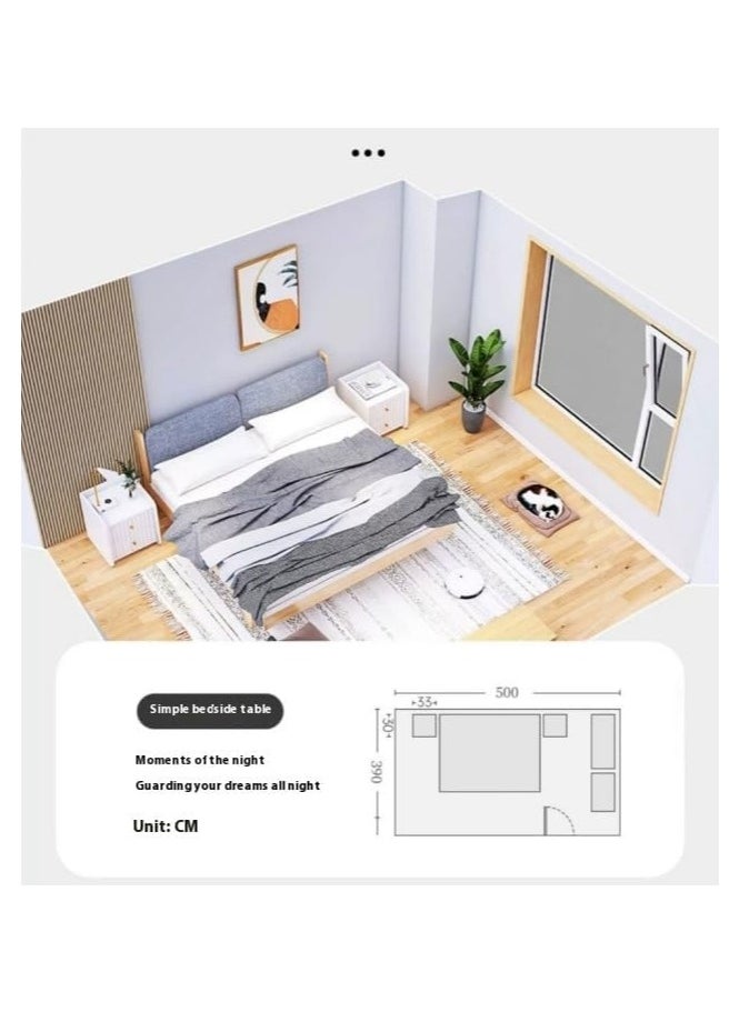Bedside table with 2 drawers, modern side table small bedside table, side table with open storage shelf simple style storage bedside table, suitable for bedroom living room, white (40*32*30cm)