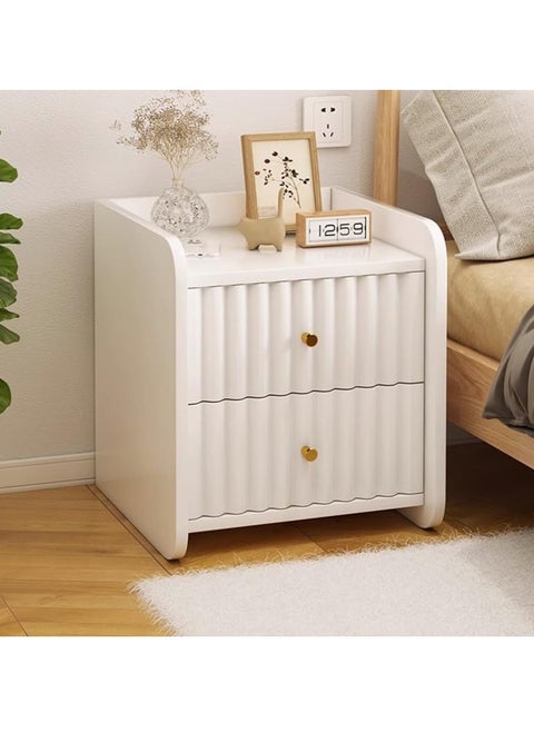 Bedside table with 2 drawers, modern side table small bedside table, side table with open storage shelf simple style storage bedside table, suitable for bedroom living room, white (40*32*30cm)