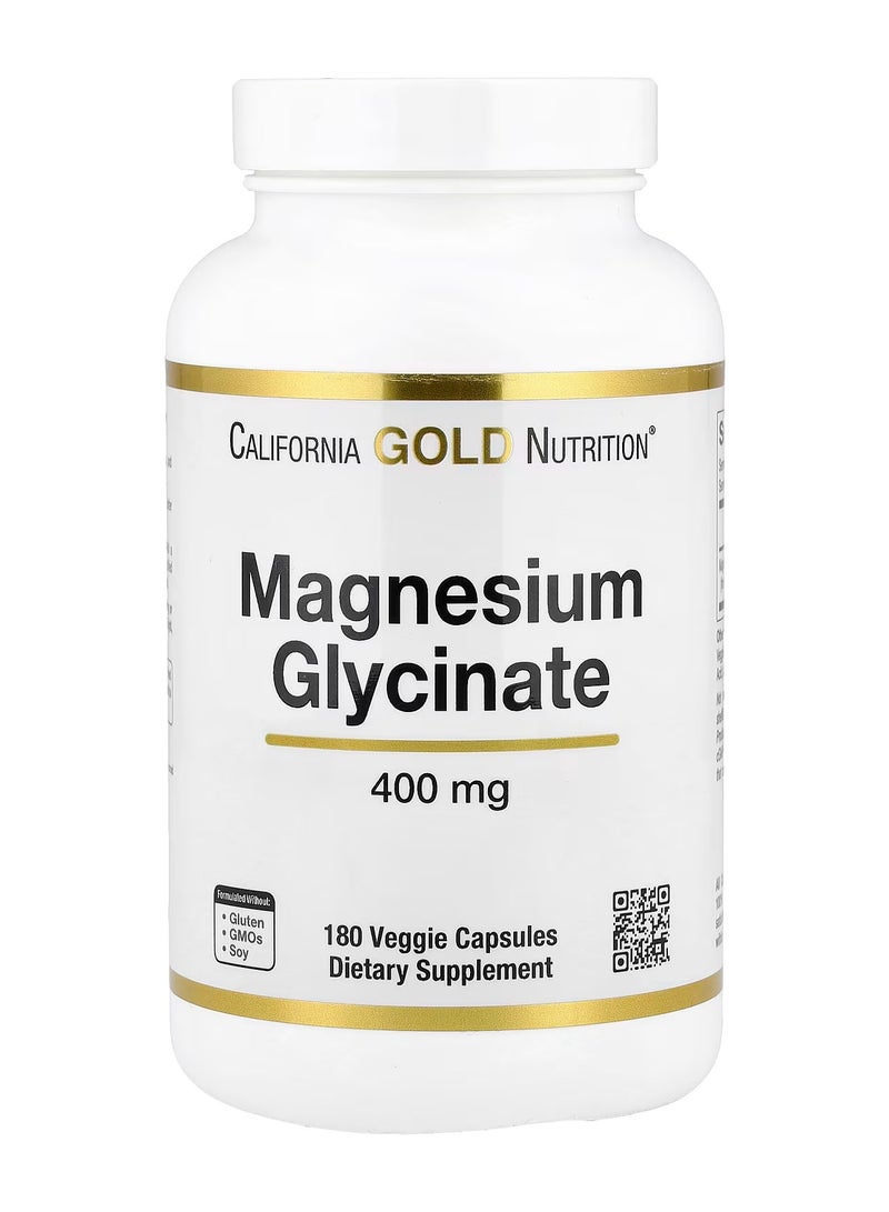California Gold Nutrition - Magnesium Glycinate 400mg  High-Absorption Magnesium Supplement (180 Veggie Capsules) - Image 1