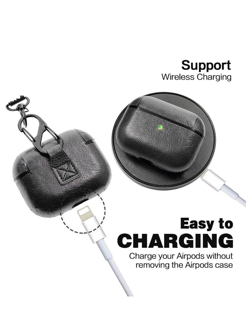 AirPods 4th Generation Case Leather Case, Compatible with AirPods 4 Gen (2024) (USB-C), Compatible with MagSafe, Drop Protection Cover with Lanyard, Orbit Hybrid Case, Black - Image 3