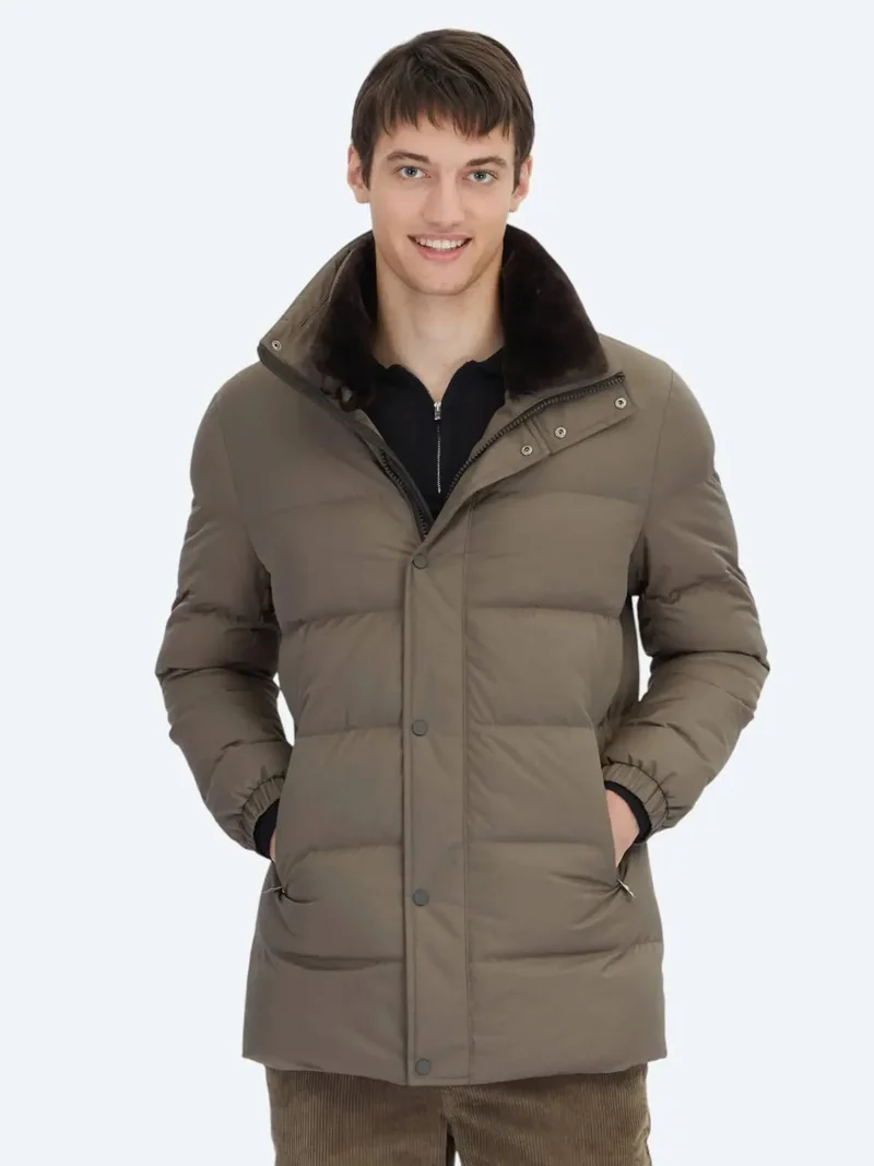 Kip Mink Turtleneck Casual Weaving Coat