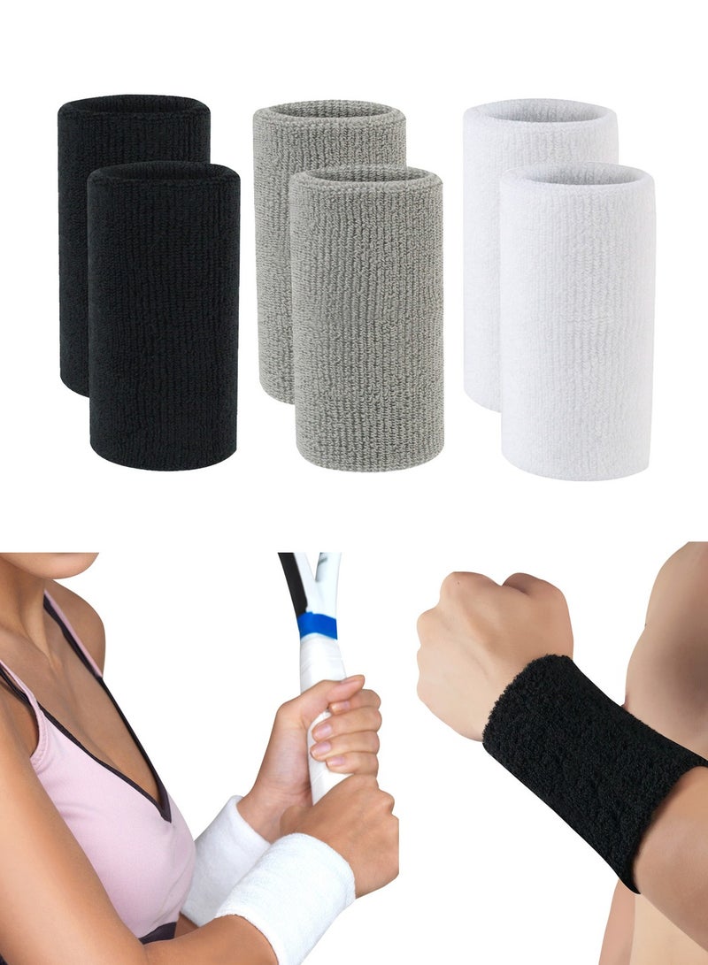 3 أزواج من الأساور الرياضية للرجال والنساء، أساور معصم للتنس والبادمينتون والجمباز وكرة السلة، دعامة معصم ودعم للمعصم - Image 1
