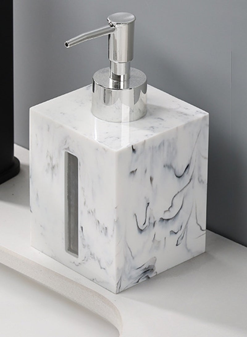 JiFENG Soap Dispenser Transparent Window Resin 400ml -Pump Bottle for Hand Wash & Shower Gel Bathroom & Kitchen Refillable Bottle(Silver&White)  - Image 1