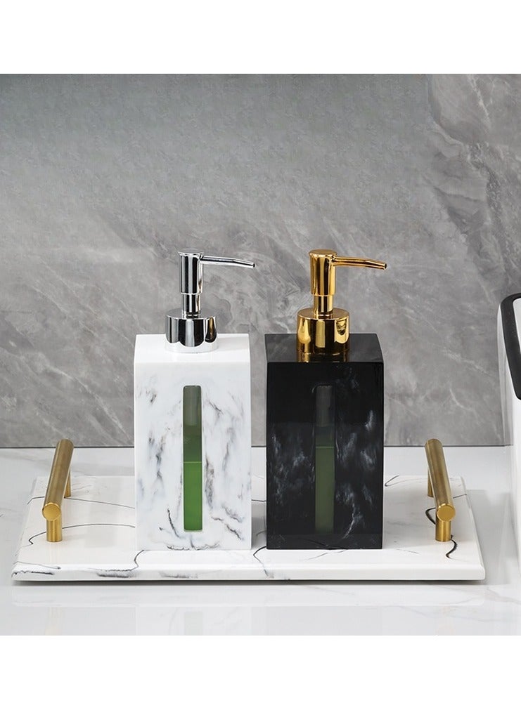 JiFENG Soap Dispenser Transparent Window Resin 400ml -Pump Bottle for Hand Wash & Shower Gel Bathroom & Kitchen Refillable Bottle(Silver&White)  - Image 4