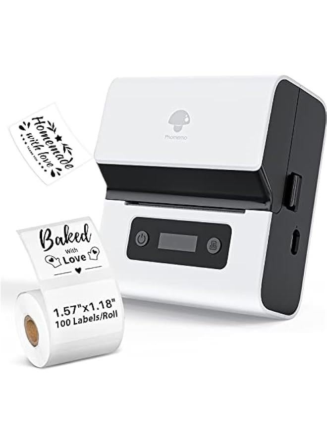 phomemo Label Maker- M221 Address Label Printer 3’’ Portable Bluetooth Label Maker Machine for Barcode, Address, Logo, Mailing, Stickers, Small Business, Home, Office, White  - Image 1