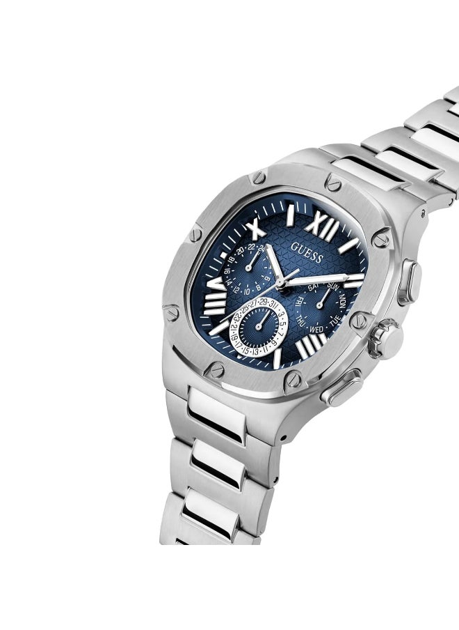 GUESS - GUESS Men's 42mm Watch - Silver Strap Blue Dial - GW0572G1 - Image 1