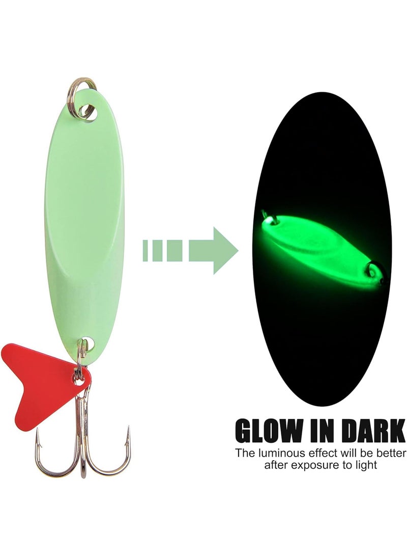 SOLARAE Luminous Fishing Lures Spoons, 10 Pcs Hard Jigging Spinnerbait with Treble Hooks, Metal Spinner Spoon for Saltwater Freshwater - Image 3