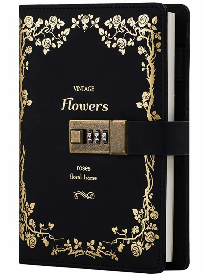 Generic Lock Diary Leather Locking Journal Writing Notebook Vintage Planner Agenda Personal Black Gift for Girls  - Image 1