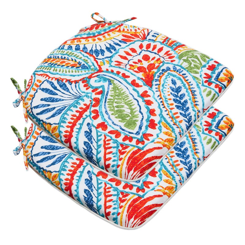 JMGBird Outdoor Chair Cushions Set of 4 Patio Cushions D16xW17 Inch with Ties Outdoor Chair Pad for Patio Furniture