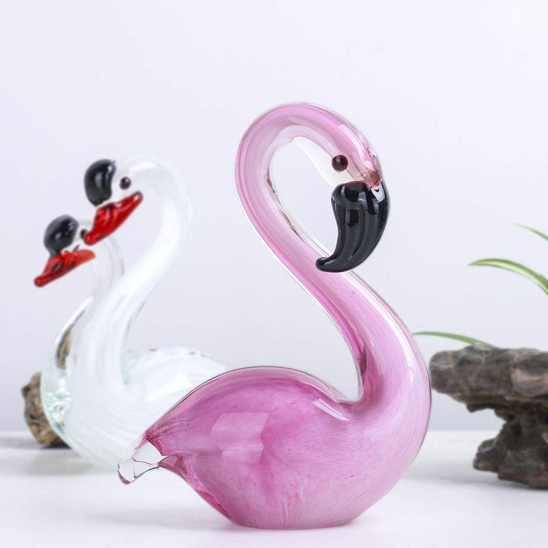 QFkris Hand Blown Glass Pink Flamingo Figurines, Art Glass Flamingo Sculpture, Souvenir Home Decor Christmas Valentines Day Gift - Image 4