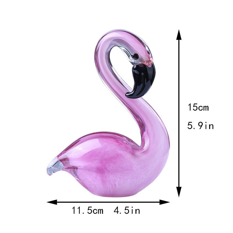 QFkris Hand Blown Glass Pink Flamingo Figurines, Art Glass Flamingo Sculpture, Souvenir Home Decor Christmas Valentines Day Gift - Image 5