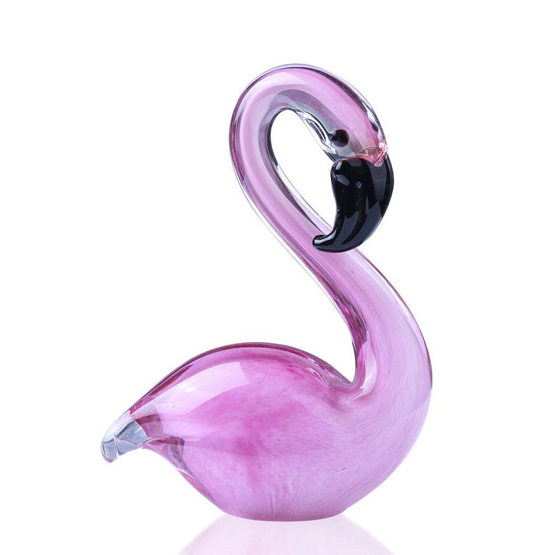 QFkris Hand Blown Glass Pink Flamingo Figurines, Art Glass Flamingo Sculpture, Souvenir Home Decor Christmas Valentines Day Gift - Image 1
