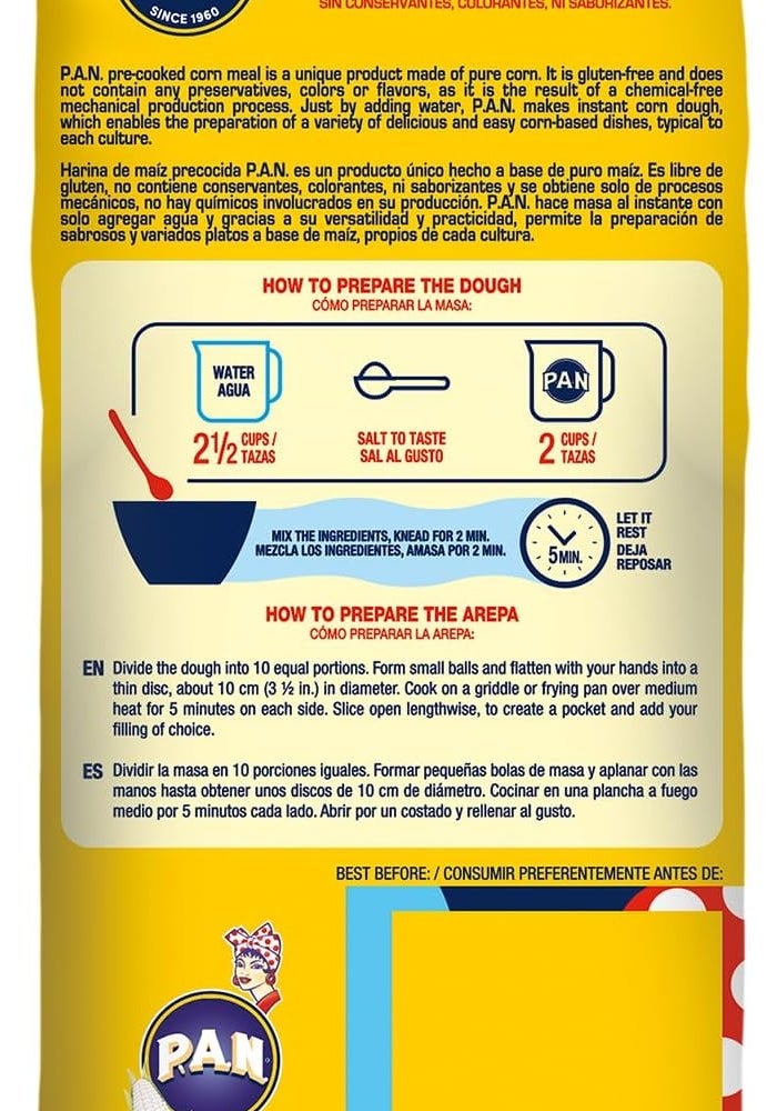 P.A.N. دقيق الذرة الأبيض المطبوخ مسبقًا P.A.N. 1 كجم - Image 3