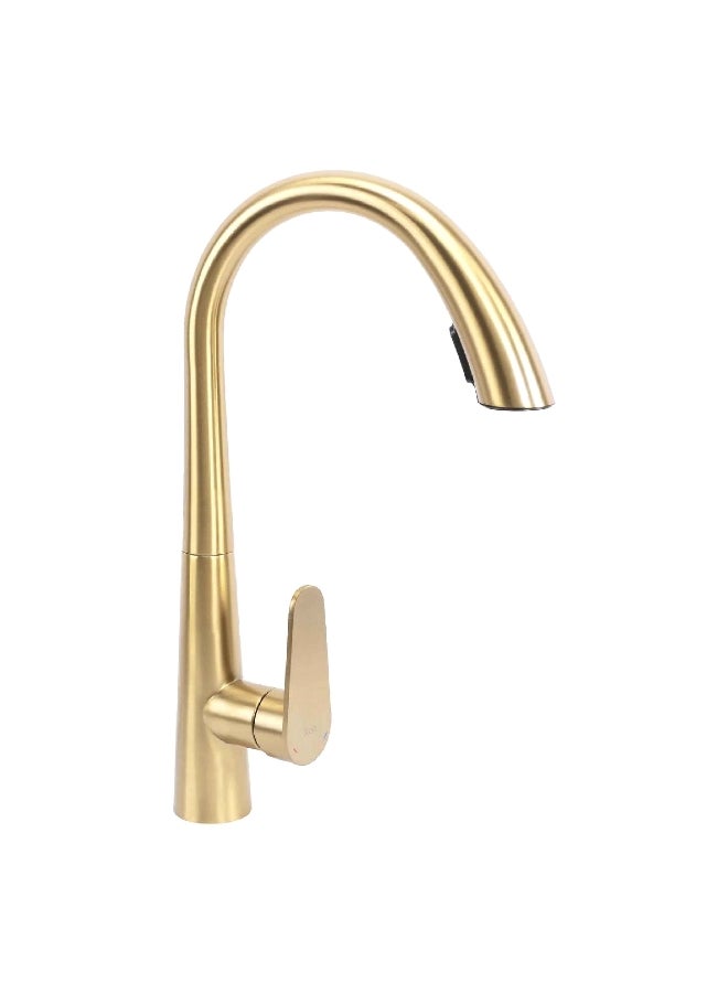 Aqua Drop Elegant and Modern Design Stainless Steel Kitchen Mixer Brushed Gold 30.5 x 10.4 x 26 cm JS-K087BG - Image 1