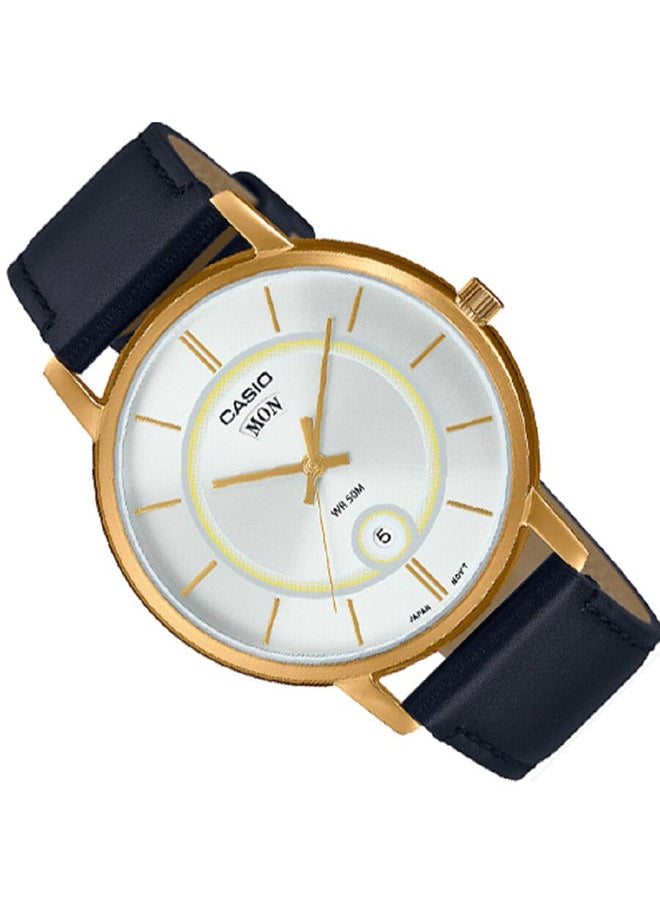 CASIO Men Watch Analog White Dial Genuine Leather Band Gold Ion Plated Case MTP-B120GL-7AVDF  - Image 2