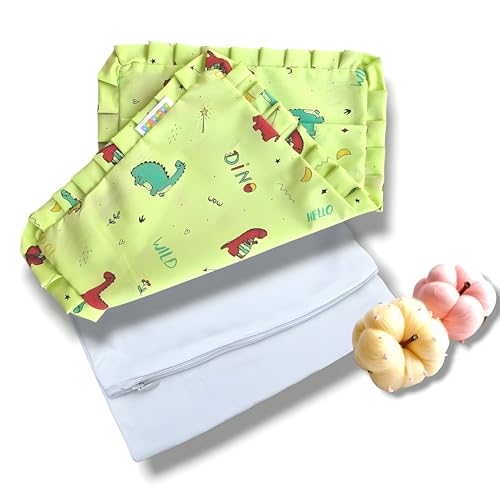 SAMSPIRE 100% Organic Cotton Mustard Seed Rai Pillow Cover only, no Seeds in it, Both Inner and Outer Cover, Only Pillow Cover for Newborn Baby of 0 to 1.5 Years(Pista-Dino-Mustard-COV) - Image 1