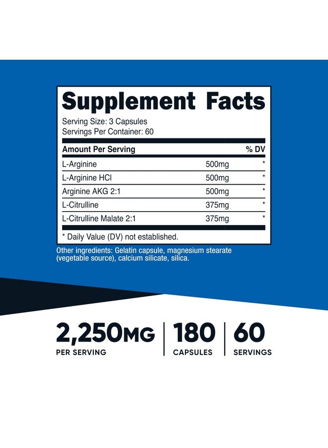 Nutricost Nutricost Nitric Oxide Booster 2250mg, 180 Capsules - 750mg Per Casule, 60 Servings - Gluten Free and Non-GMO  - Image 2