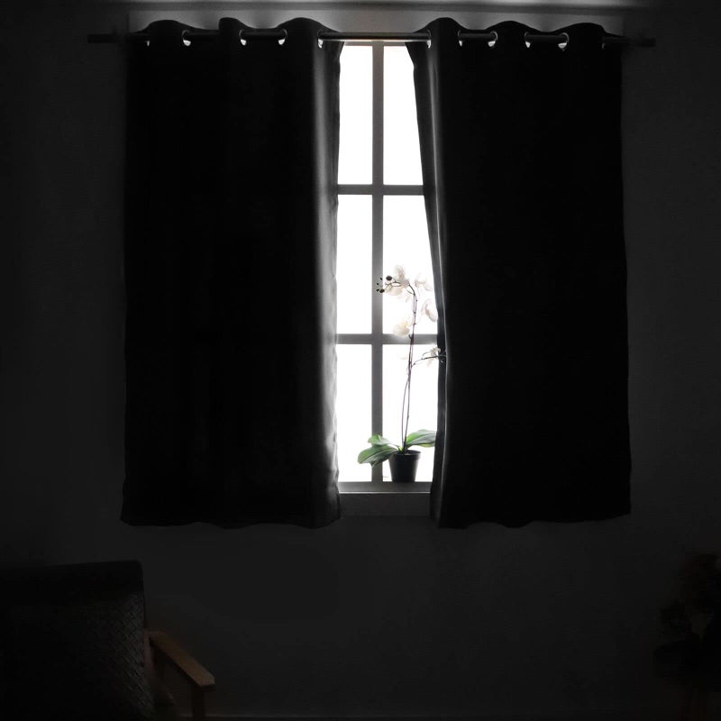YoungsTex Blackout Curtains 48 Inches Length for Short Window - Dark Grey Thermal Insulated Drapes with Grommet Room Darkening Privacy for Bathroom Bedroom, 2 Panels, 42 x 48 Inch - Image 2