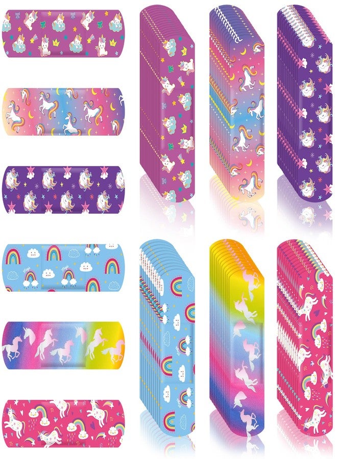 Sinmoe 6 Styles Kids Bandages Cute Cartoon Unicorn Bandages for Girls Kawaii Variety Pack Comfortable Flexible Protection Care for Cuts Scrapes Wounds(120 Pcs) - Image 1