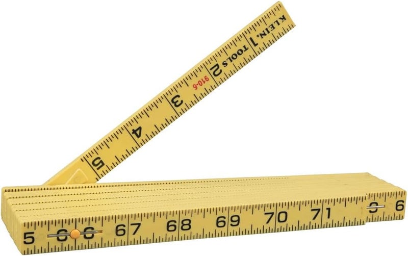 Klein Tools 910-6 Folding Ruler - 6-Foot Durable Fiberglass with Inside Reading - Image 1