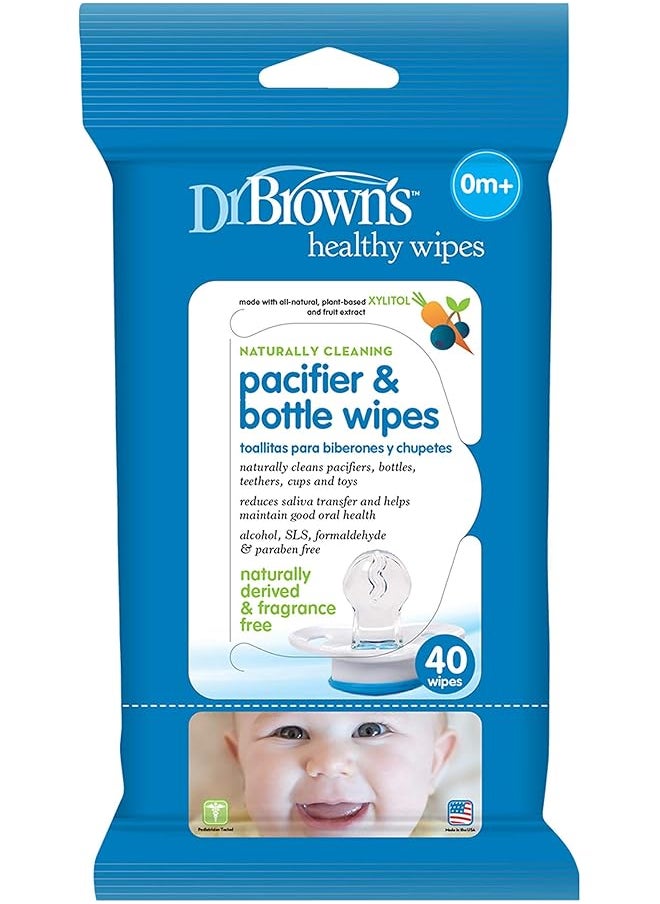 Dr. Brown's - مناديل مبللة للهايات والزجاجات - عبوة من 40 قطعة - Hg040 - Image 1