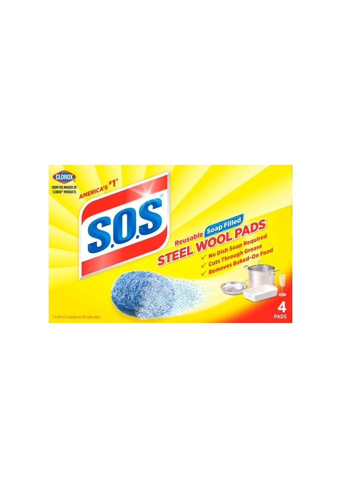 S.O.S. Reusable Steel Wool Soap Pads - 4 Count - Image 2