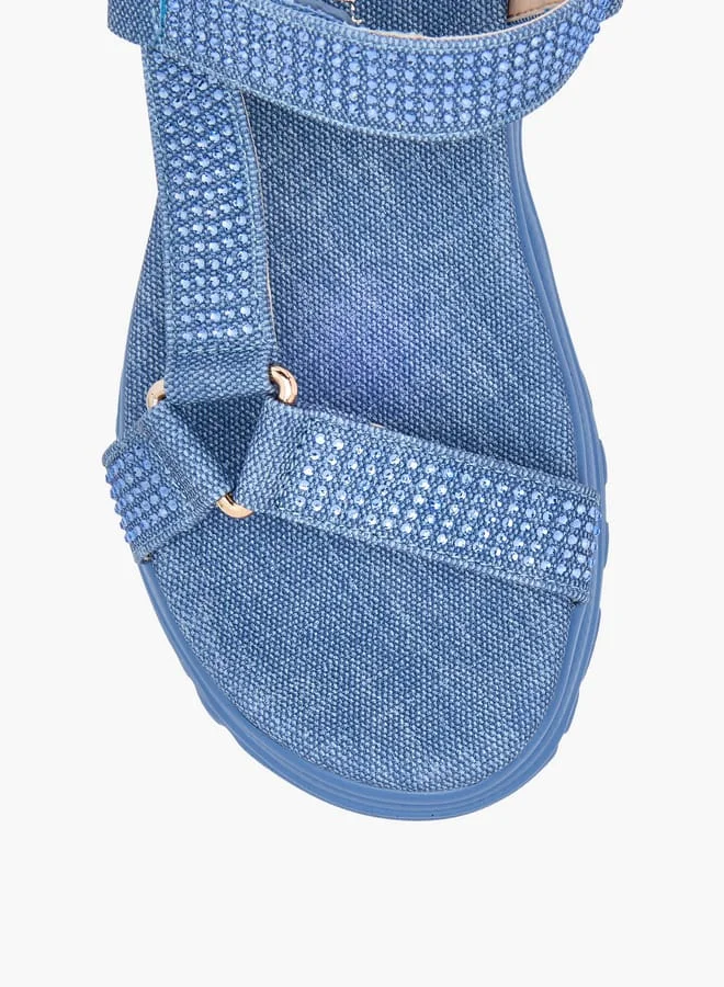 Le Confort Girls Embellished Chunky Sole Strap Sandals with Hook and Loop Closure
