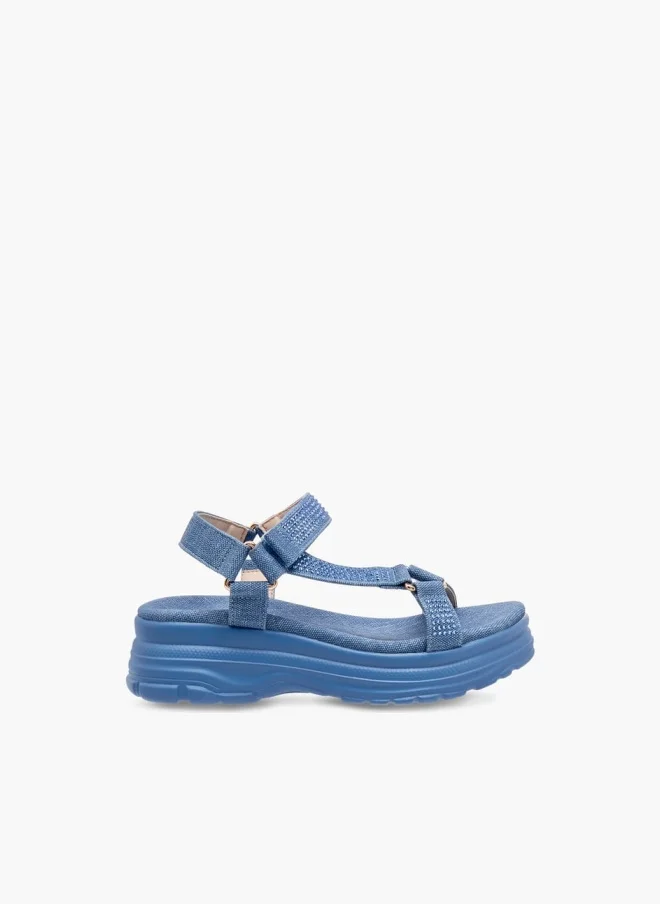 Le Confort Girls Embellished Chunky Sole Strap Sandals with Hook and Loop Closure Ramadan Collection