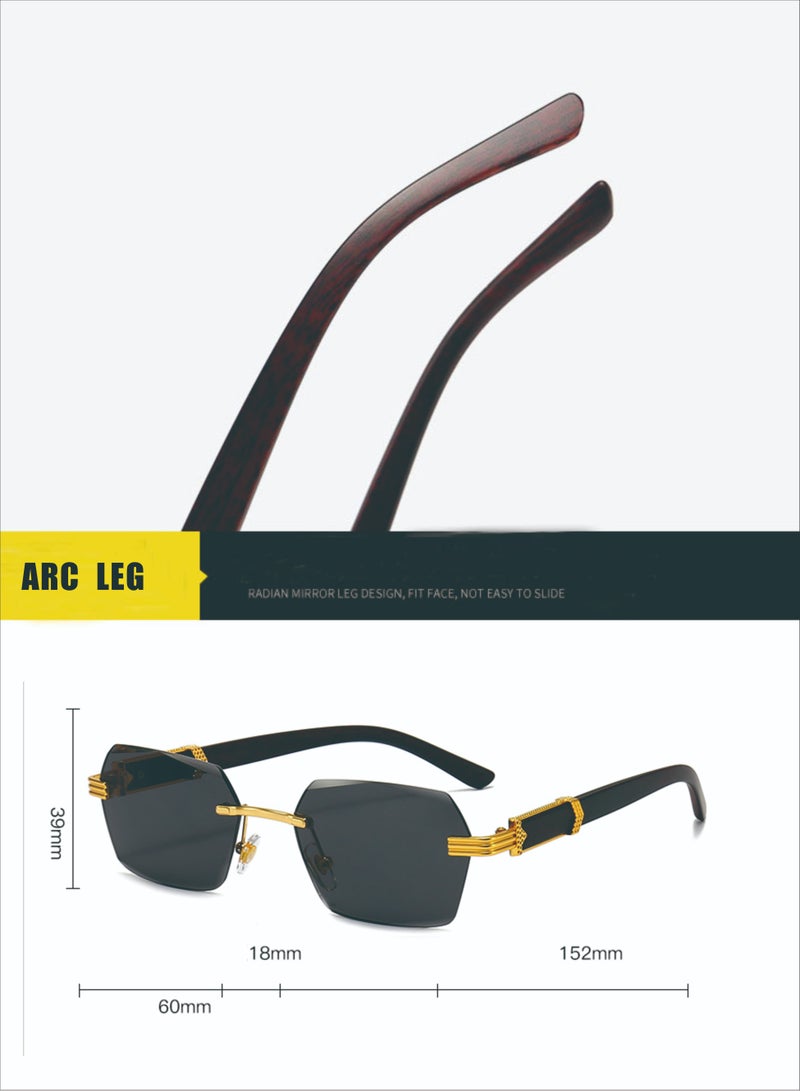 Royal Vintage Women Men Sunglasses, Polarized Sunglasses Small Rectangle Metal Frame Sun Glasses, Shades of Men Women UV Protection - Size 60mm Black - Image 3