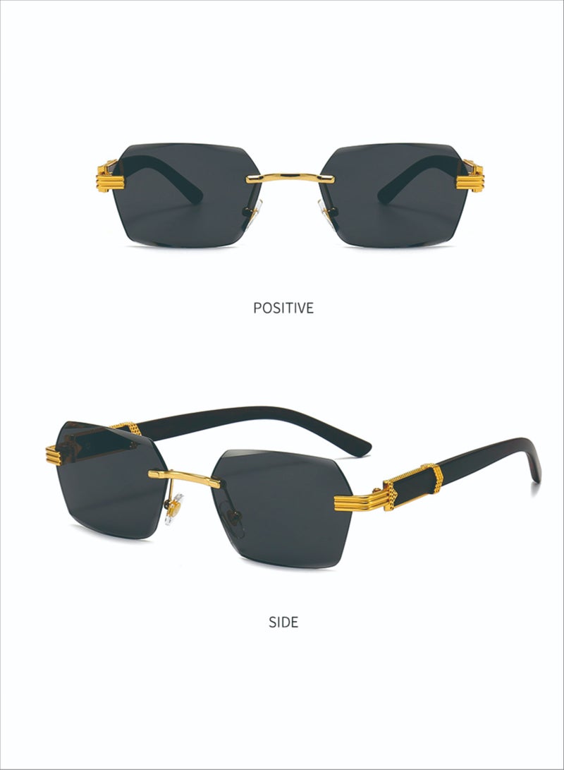 Royal Vintage Women Men Sunglasses, Polarized Sunglasses Small Rectangle Metal Frame Sun Glasses, Shades of Men Women UV Protection - Size 60mm Black - Image 2