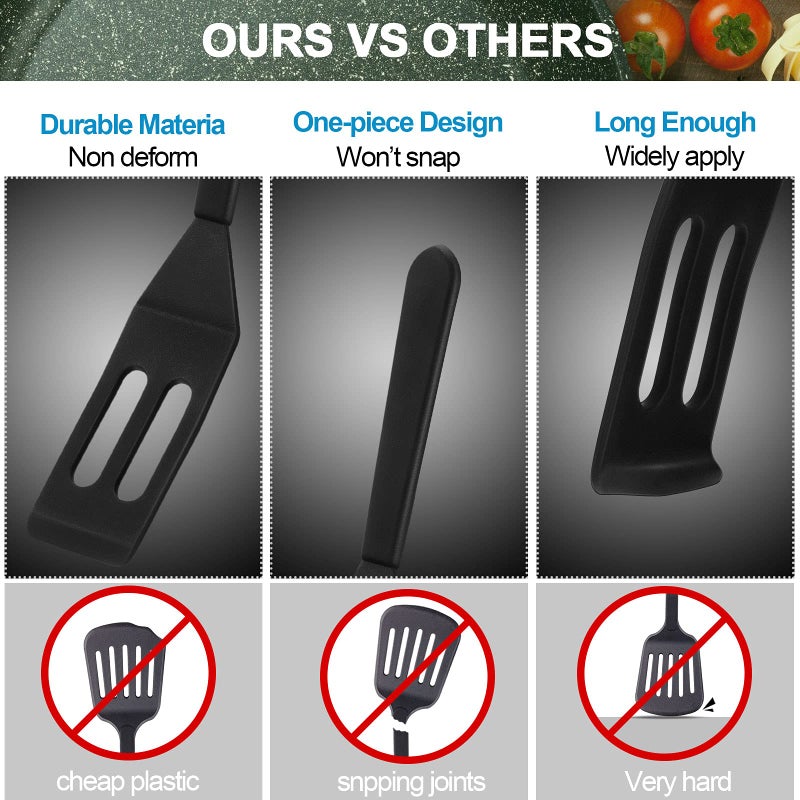 Patelai Patelai Mini Silicone Brownie Serving Spatula Flexible Nonstick Serve Turner Heat Resistant Cookie Slotted Spatula for Eggs in Small Frying Pan Cookie Batter Lemon Baked(Black 2 Pieces)  - Image 5