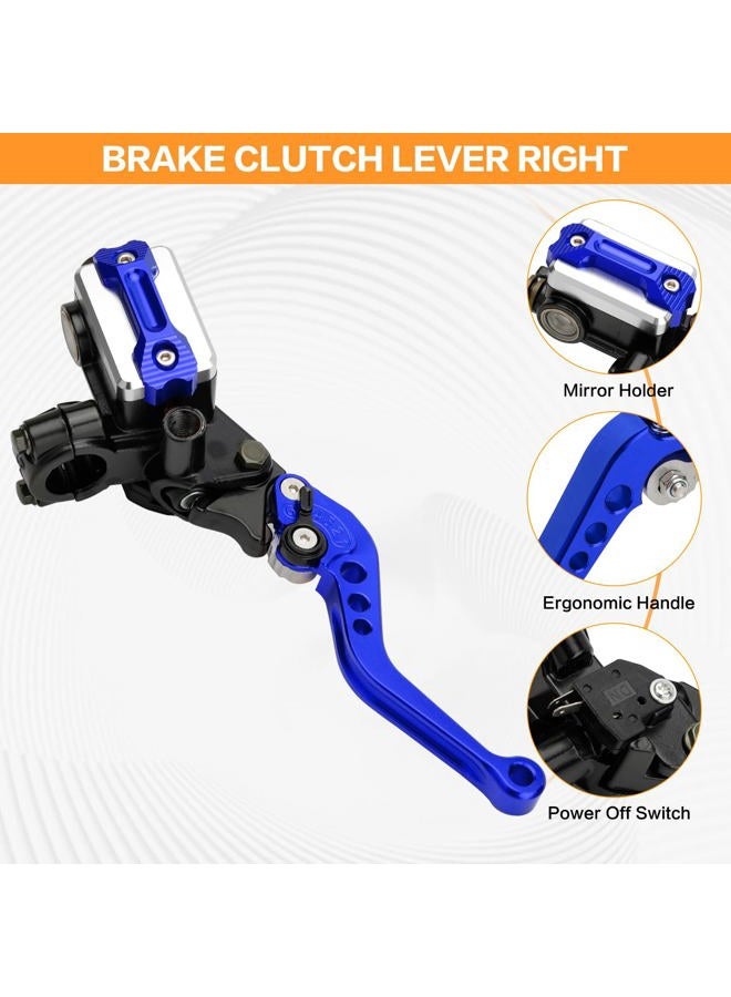 VG MOTO ذراع فرامل الدراجة النارية 7/8" 22 مم مقبض فرامل خزان أسطوانة رئيسية قابض CNC مجموعة يسار ويمين بديل عالمي لهارلي هوندا كاواساكي سوزوكي ياماها (أزرق) - Image 3