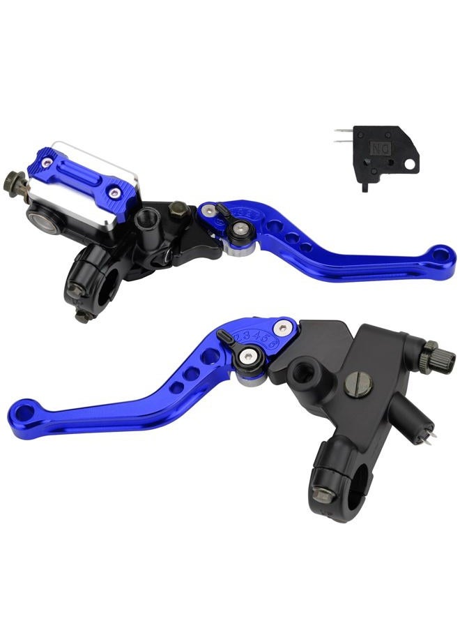 VG MOTO ذراع فرامل الدراجة النارية 7/8" 22 مم مقبض فرامل خزان أسطوانة رئيسية قابض CNC مجموعة يسار ويمين بديل عالمي لهارلي هوندا كاواساكي سوزوكي ياماها (أزرق) - Image 1