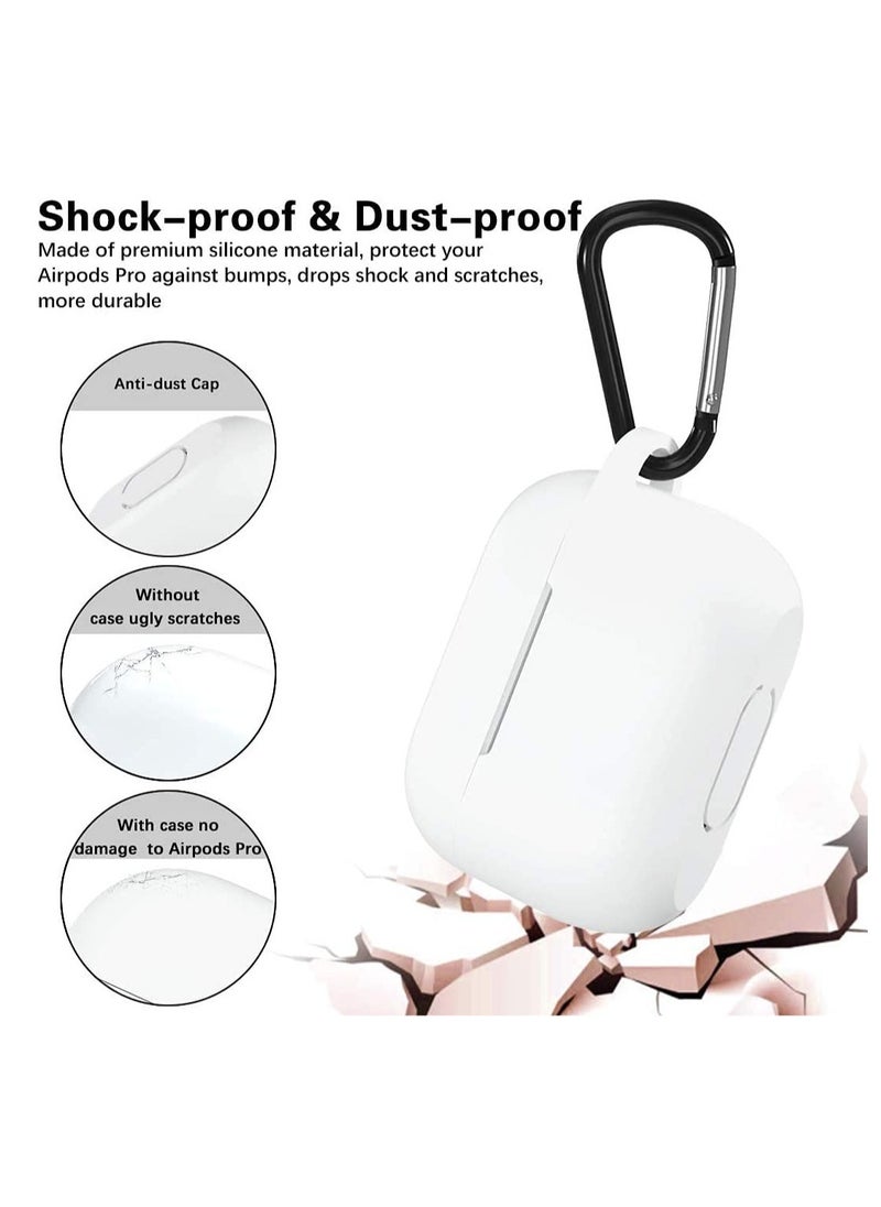 SYOSI - Suitable For Airpods Pro Protective Cover, Waterproof Soft Silicone Shell Shock Absorption Protective Cover With Keychain, Wireless Charging, [Front Led Visible] (Two Pcs, White And Black) - Image 1