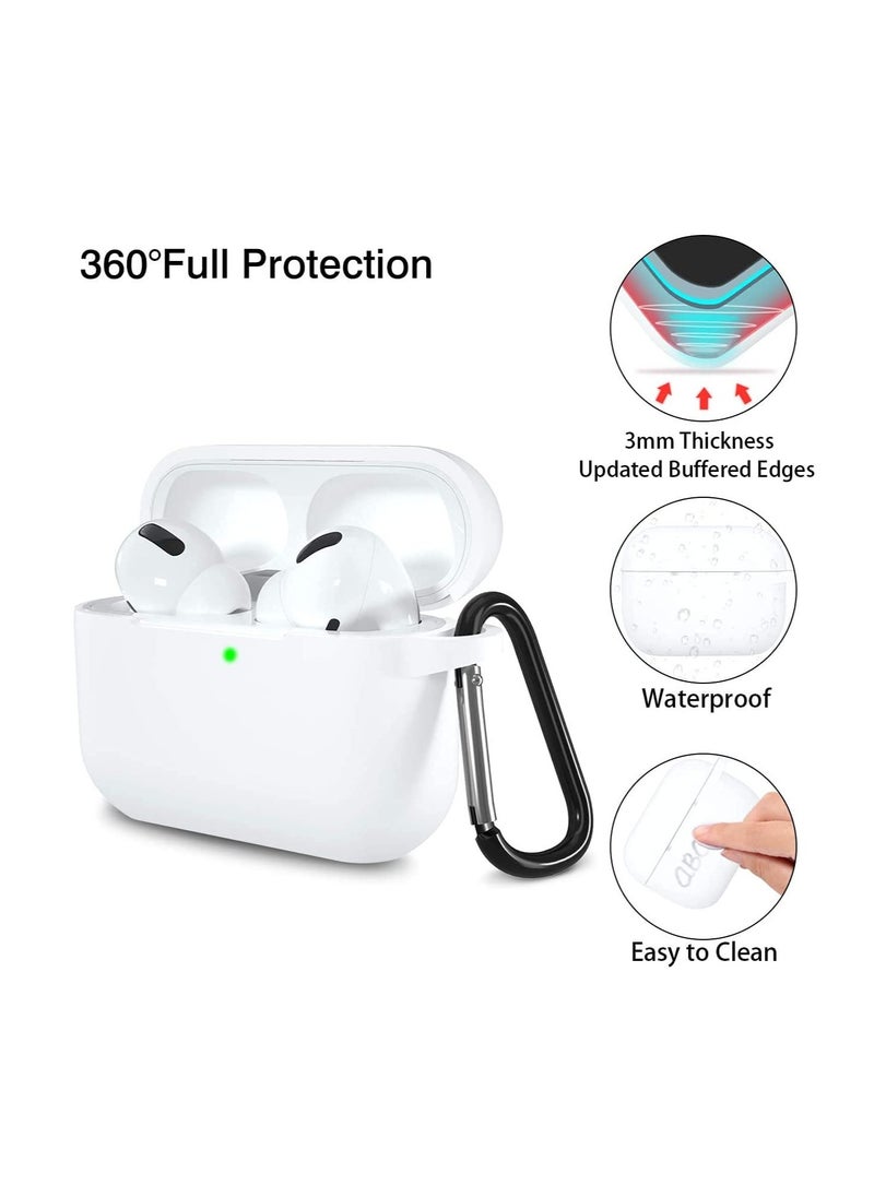 SYOSI - Suitable For Airpods Pro Protective Cover, Waterproof Soft Silicone Shell Shock Absorption Protective Cover With Keychain, Wireless Charging, [Front Led Visible] (Two Pcs, White And Black) - Image 1