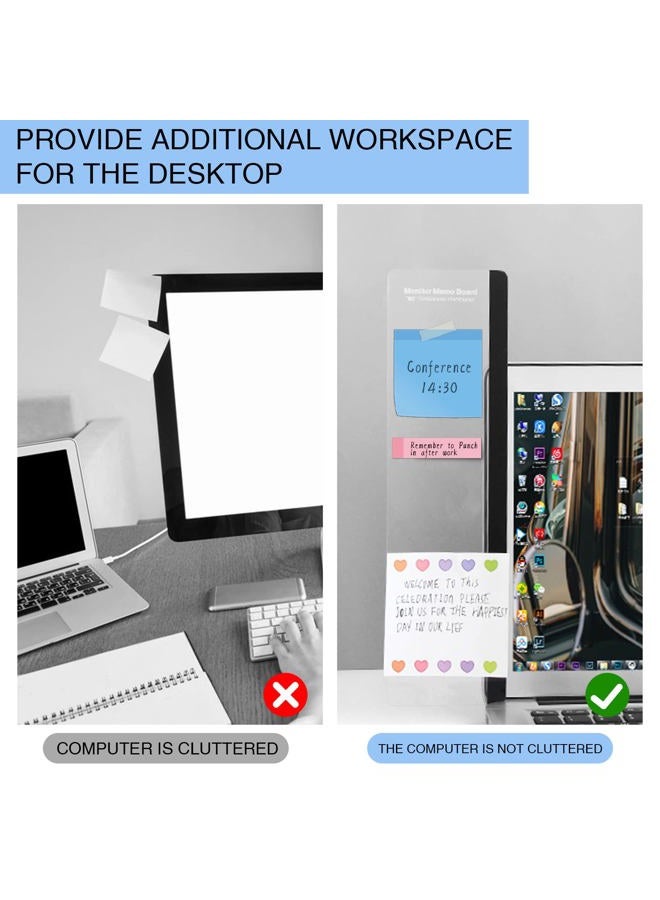 edooi 4pcs Monitor Memo Board - Multifunction Computer Monitor Memo Board Transparent Monitor Side Panel Creative Desktop Memo Board Easy to Use Suitable for Home Office Desktop - Image 3