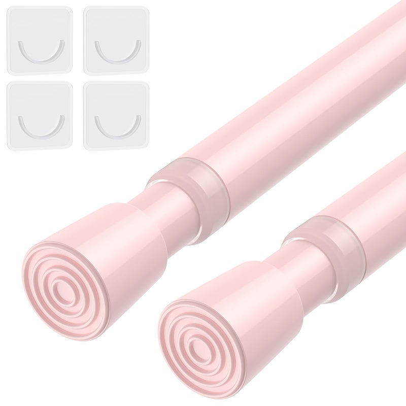 AIZESI Spring Tension Rods Adjustable Tension Curtain Rod Small Tension Rod No Drilling Expandable Spring Loaded Curtain Tension Rodï¼ˆPink,26" to 39"-2Pcs) - Image 1