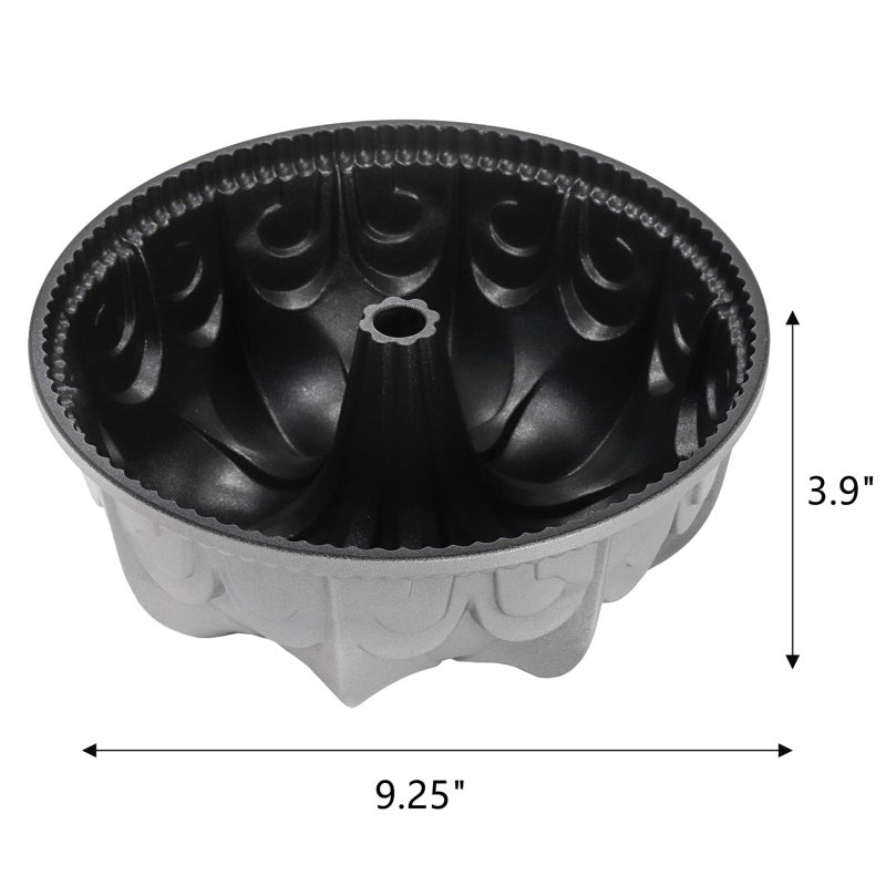 Frcctre 9 Inch Non-Stick Fluted Cake Pan, 10 Cups Heavy Duty Fluted Tube Cake Pan Baking Mold Easy Release Aluminum Baking Mold for DIY Cakes - Image 2