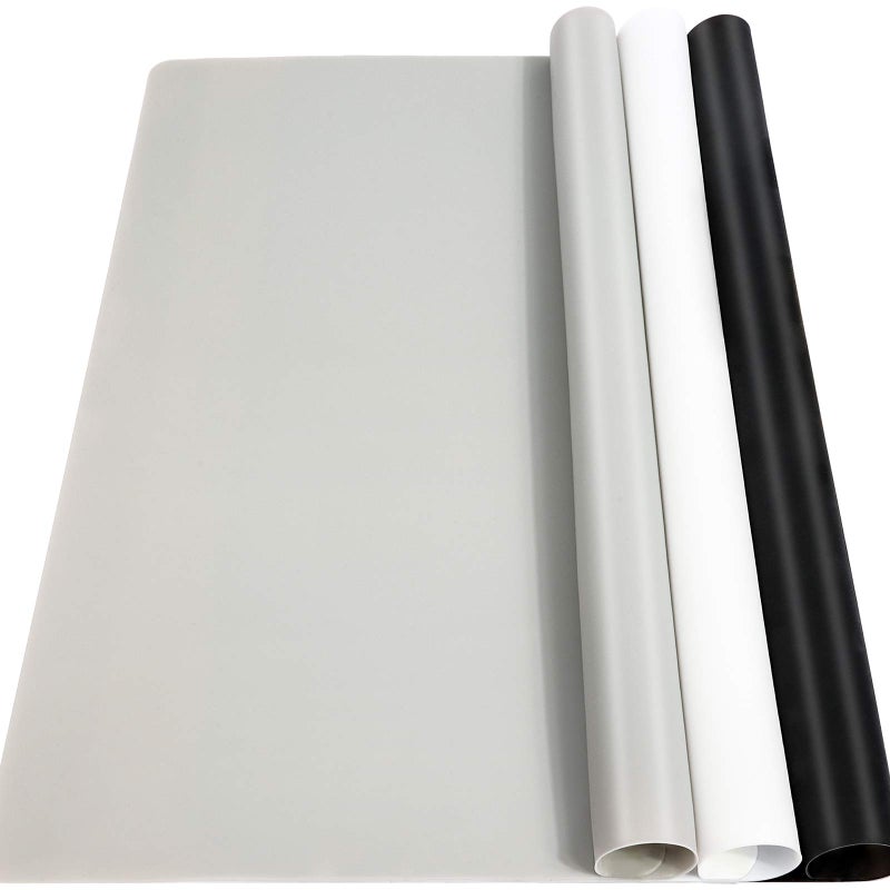 LEOBRO Silicone Mat, 3 PCS Silicone Mats for Crafts, Resin Molds, Play Dough Mat, Clay Mats, for Epoxy Resin, Crafts, Black & Light Gray & White, 15.7â€x 11.7 - Image 1
