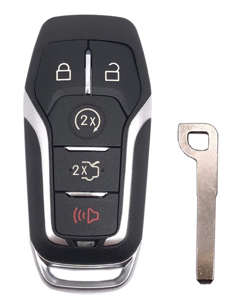 Key Fob Case Shell Fit for Ford Explorer Edge Mustange Fusion 5 Buttons Replacement Keyless Entry Remote Smart Key Fob Cover Casing with Button Pad & Uncut Key Blade Blank