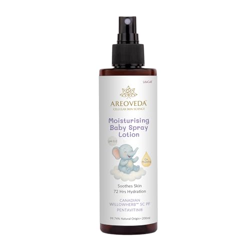 AreoVeda Oil-free Moisturising Baby Spray Lotion (200ml) With Canadian Willowherb & Pentavitin | Provides 72 Hrs Hydration & Soothes Baby Acne | Suitable For Sensitive Skin & Safe From Day 1 | Dermatologically Tested, Cellularly Proven, Ecocert Certified, & EWG Verified | pH Balance, Toxin & Artificial-fragrance Free. - Image 1