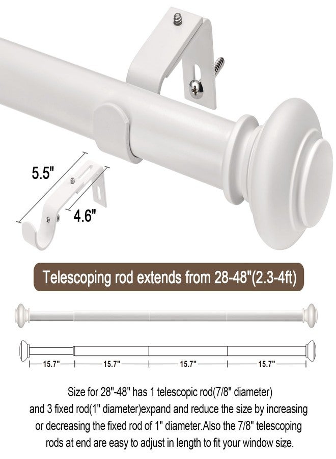 SIMEWIN White Curtain Rods for Windows 28 to 48 Inches Adjustable Decorative 1 Inch Diameter Single Window Curtain Rod Set with Classic Finials, White Finishing - Image 5