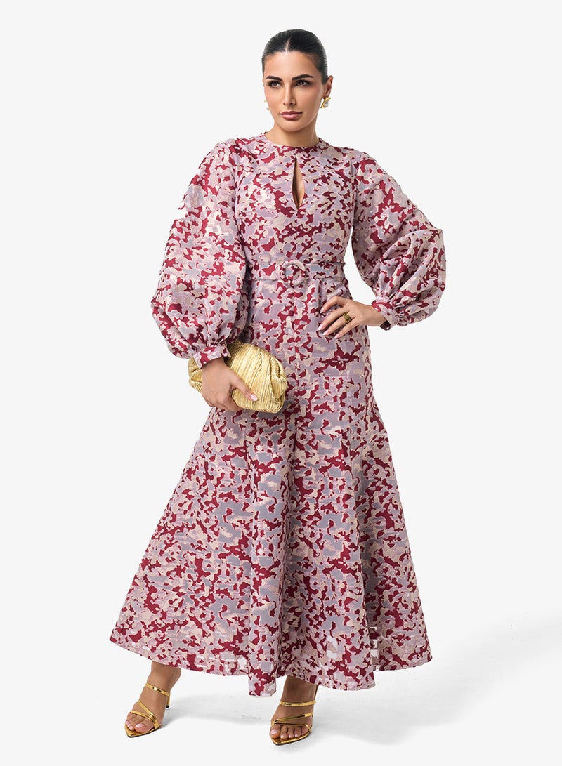 Threadz by Ajooni Printed Puff Sleeve Maxi Dress - Image 1
