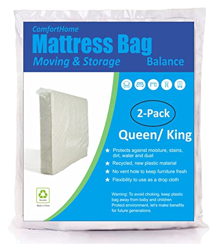 ComfortHome 2 Pack Mattress Bag for Moving and Storage, Medium Weight, Fits Queen and King Size Mattress - Image 1