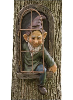 Bits and Pieces Bits and Pieces - 12-inch Elf Out The Door Tree Hugger - Yard Decorations - Whimsical Tree Sculpture - Garden Decoration - Garden Peeker Yard Art  - Image 3