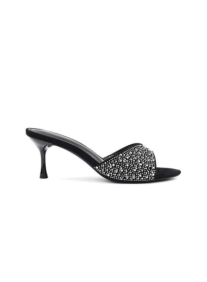 أيقون Crystal Patent finish heel slipper with elegant style.