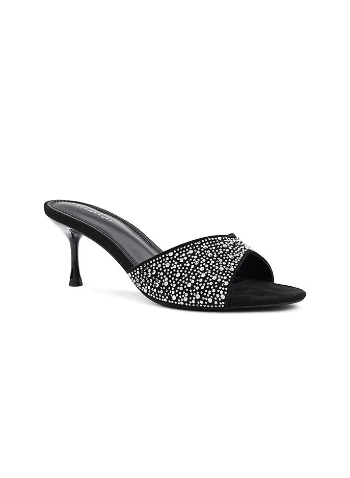 أيقون Crystal Patent finish heel slipper with elegant style.