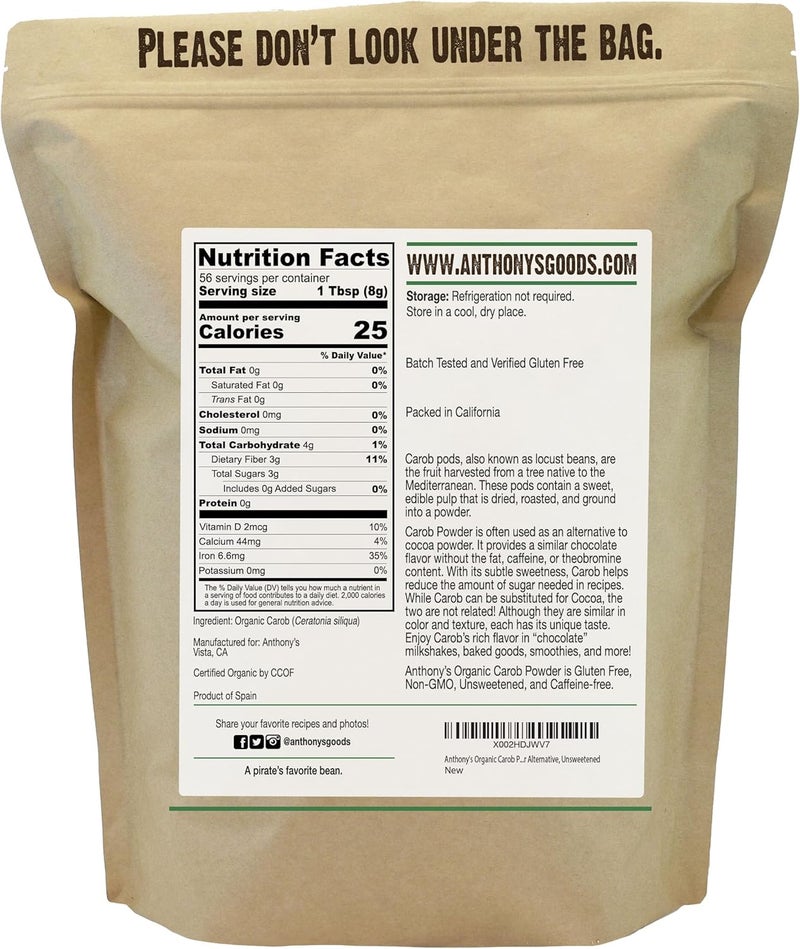 Anthony's Organic Carob Powder - 1 lb - Image 2